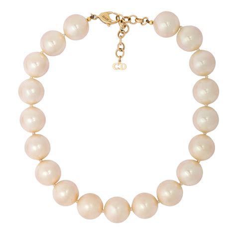 christian dior logo strass necklace|Christian Dior pearl necklace.